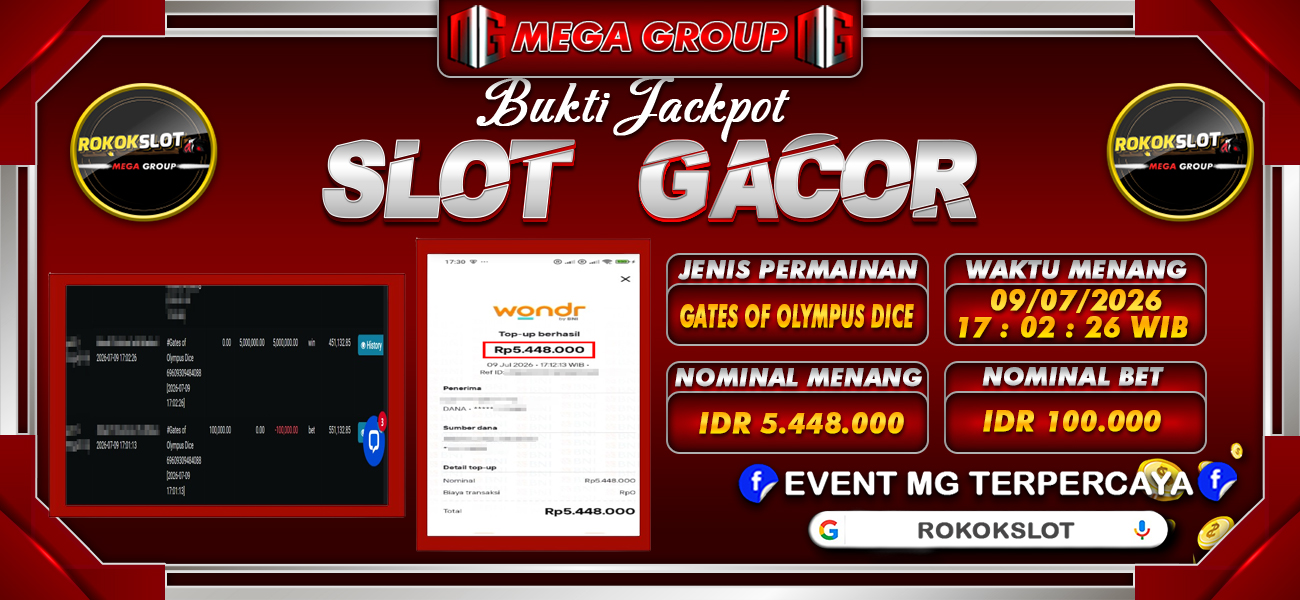 Bukti JP situs Rokokslot hari Kamis, 09 Juli 2026